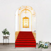 Lofaris White Gold Palace Red Stairs Luxury Arch Backdrop